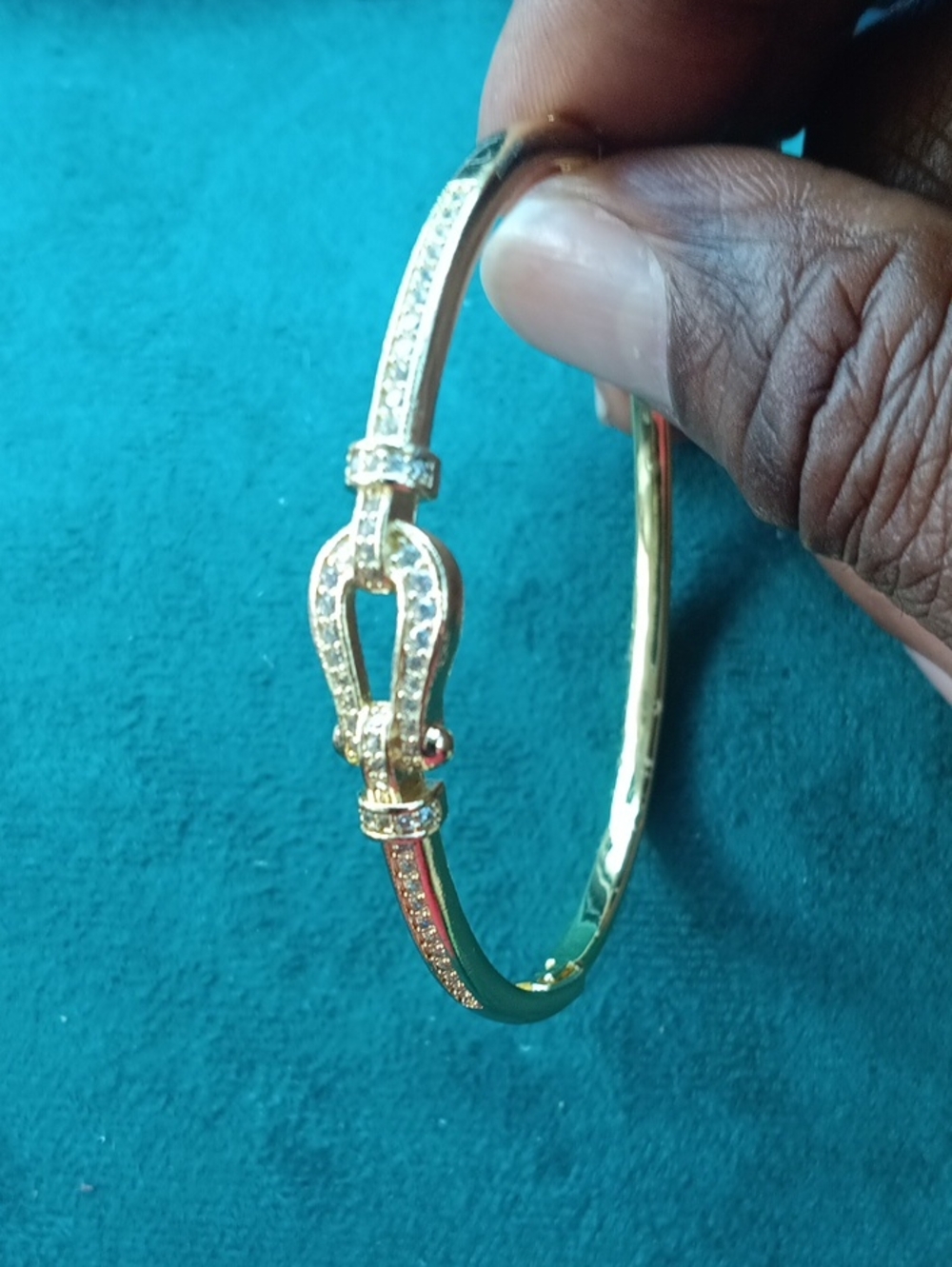 Gold Crystal Horsebit Bangle Bracelet - Women Jewelry